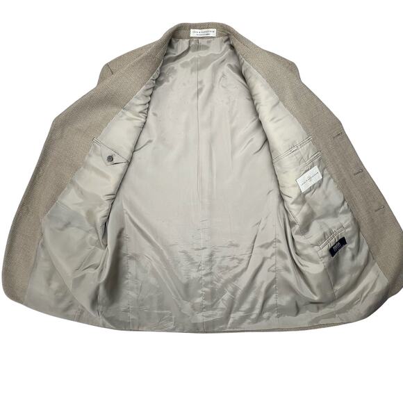 Vintage John W. Nordstrom REDA Blazer 46 Tan Wool Basketweave Sport Coat Italy - Picture 5 of 15